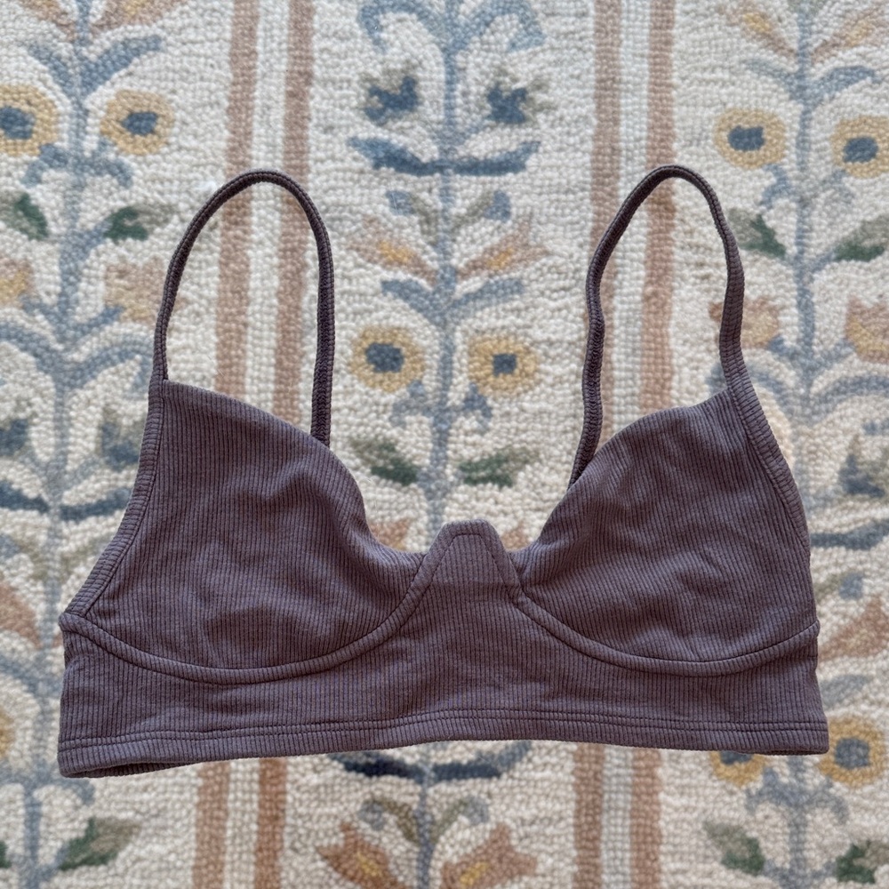 Joah Brown Ribbed Structured Tank Bra XS/S